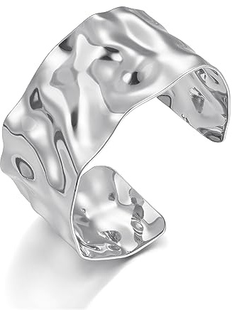 ENSKEFEN Bracciali da donna martellati aperti braccialetti regolabili braccialetto irregolare braccialetto rigido