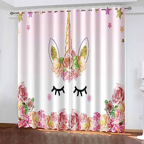Schattierung Vorhänge 2Er Set 3D Cartoon Rosa Knödel Druck Isolierung Schalldichte Kinder Gardinen Blickdicht Mit Ösen Vorhang Fenster Für Wohnzimme