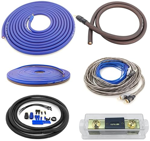 Zhevrax Kit de câblage complet d'amplificateur OFC de calibre 4 100 % cuivre | True Spec 4 AWG (calibre américain) pour installation d'ampli de caisson de basses audio de voiture (y compris câble