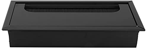 Passacavo per Scrivania, Passacavo per Scrivania Rettangolare, 160x80mm Passacavi per Tavolo da Ufficio, Pressacavo Tappo in Lega di Alluminio con Guarnizione a Spazzola per Tavolo Computer, Nero