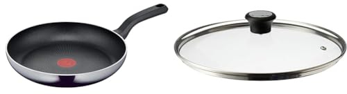 Tefal D52606 Resist Bratpfanne 28 cm | sichere Titanium Antihaftversiegelung & Glasdeckel 28 cm, Edelstahlfassung, Spülmaschinenfest, Dampfventil, Thermokunststoffgriff, 28097712