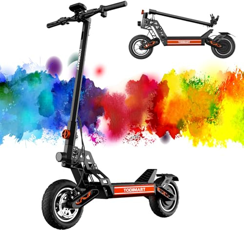 TODIMART S9 Trotinette Electrique Adulte Puissante Batterie 48V 20.8Ah Autonomie 85km Moteur 1000W Trottinette électrique Aventure Travail Tout Terrain Double Suspension Scooter Electrique Adulte