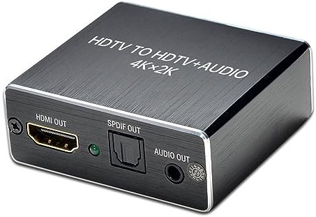 VELATEMOR Extractor HD, Convertidor Extractor de 30Hz/3D 4K Salidas de 3,5 Mm, Carcasa de Aleación de Aluminio, Compatible con Reproductor BLU Ray, TV, Monitor y Más, 3 Modos EDID para