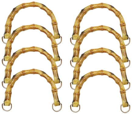 Anlising 8 Pezzi Manici Bamboo per Borse,Manici per Borse in Bambu,Manici per Borse Uncinetto Fai da Te,Manici Borsa Bamboo,Oro Chiaro Manici di Ricambio,per Artigianale Fai da Te Maniglie Borsa Tote