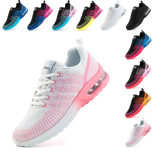 Chaussure de Sport Running Femme Basket Air Chaussures Course Casual Fitness Outdoor Tennis Jogging Sneakers Respirant Athlétique Mesh Rose 41