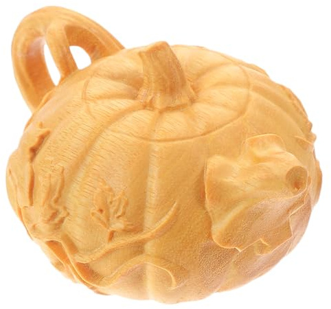 Warmhm Decorazione Legno Intagliato Di Forma Zucca Ornamento Artigianale Per Casa Stile Elegante Statua Decorativa Per Tavolo o Scrivania Legno Di Cipresso