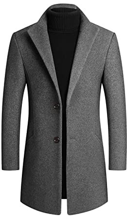 Cappotto blazer sartoriale da uomo, cappotto blazer sartoriale da uomo, cappotto slim fit misto lana, giacca lunga monopetto, cappotto classico stile business, elegante cappotto invernale da uomo,