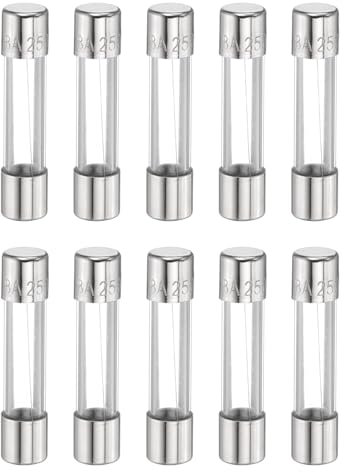 sourcing map 10pcs Fuses 8A 250 Volt Fast Blow Glass Fuse F8AL250V 6x30mm Fast Acting Fuses for Christmas Light Electrical Systems Microwave Ovens TVs Fans Lights Oven
