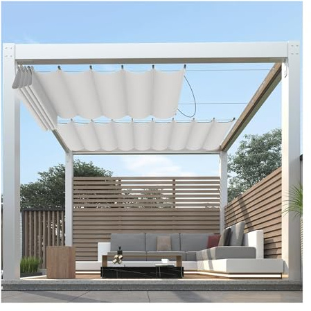 Toldo retráctil de repuesto para pérgola, toldo de repuesto con accesorios de cable, ideal para patio, porche, garaje, terraza, patio, toldo de 4 x 4 m