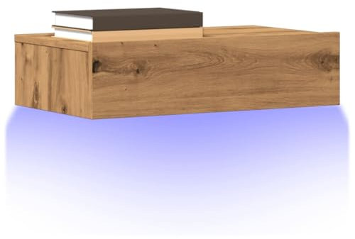 WSJHUHK Entertainment-Center und TV-Ständer, TV-Schränke mit LED-Leuchten, 2 Stück, Eiche handwerklich 60 x 35 x 15,5 cm