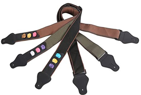 Toyvian Gitarrengurt Aus Pu-leder Gitarre Bass Mit Verstellbarem Design Und Integrierten Plektrenhaltern in Schwarzer Farbe