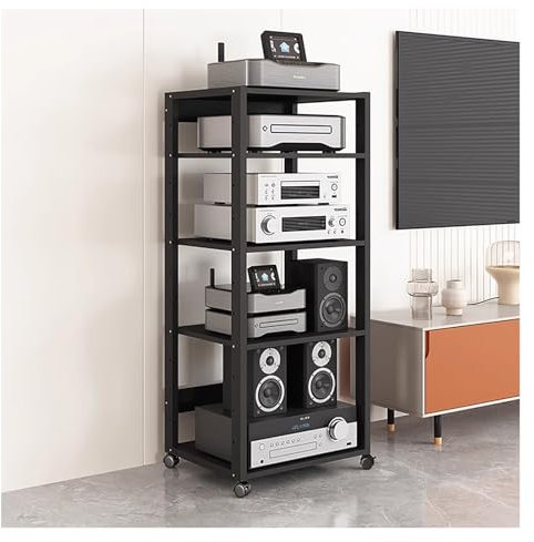 mobili per hi fi rack hifi mobile stereo Rack Hi-Fi A 5 Livelli Su Ruote, Supporto Per Giradischi, Rack Hi-Fi Da Pavimento Per Supporti AV, Mobili Hi-Fi Per Soggiorno/ufficio, Scaffale Organizer Per C