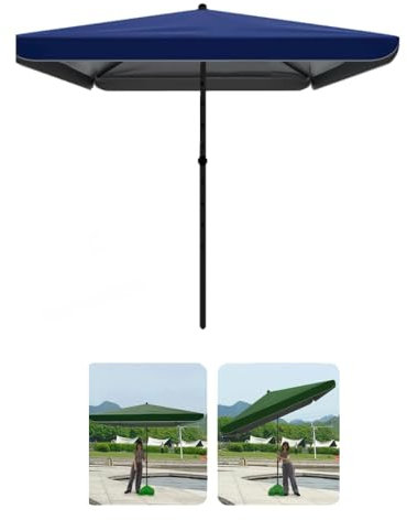 ZIUSFAC Sombrilla Terraza Exterior Ajustable Sombrilla De Jardín Inclinable 180×220cm Parasol Terraza Rectangular Sombrilla De Mercado Desmontable(Blue,2.5x2.5m/8'x8')