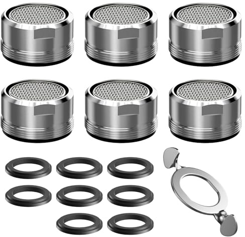 Wasserhahn-Strahlregler Set, 24mm, 6 Stück mit 8 Dichtungen und Schlüssel, Perlatoren für Küche und Bad