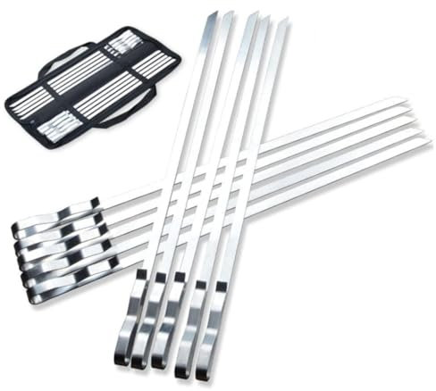 CIYODO 10pezzi Spiedini Per Barbecue in Da Set Spiedini Per Manico Ondulato Cursore Integrato Per Sgancio Rapido Per Carne Verdure e