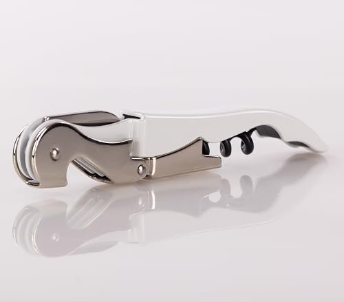 Qpractiko | Waiter Corkscrew | White, Stainless Steel, Ergonomic Design | Teflon Non-Stick Spiral, Saw Blade, Sheet Opener | Smooth Cork Removal, Wine Bottle Opener