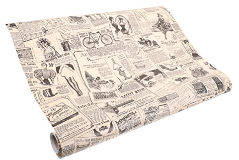 DOITOOL 2 Pintado Autoadhesivo Vintage de Periódico para Decoración de Paredes y Muebles de Usar y Removible para Cocinas y Baños