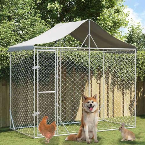 Robuster Outdoor Hundezwinger mit Dach, verzinktem Stahl, 3x1,5x2,5m für Hunde, Kaninchen, Geflügel, sicheres Außengehege