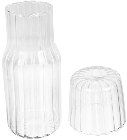 Ipetboom Jarra de Vidrio de Borosilicato Diseño Acanalado Vertical para Agua Fría, Capacidad Grande y Resistente al Calor, Adecuado para Té Verde y Negro Hogar