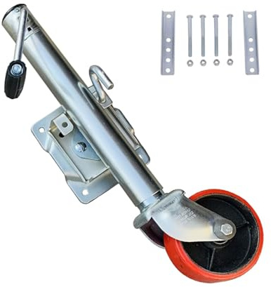 OTQEFTN Heavy-Duty Bolt-On Swivel Jack - Beach Wheel Trailer Jack, Lift Swivel Trailer Jack, Swivel Trailer Jockey Wheel, Heavy Duty Boat Jockey Wheel/15cm Removable Trailer Wheels/Lift 25.4cm/540kg