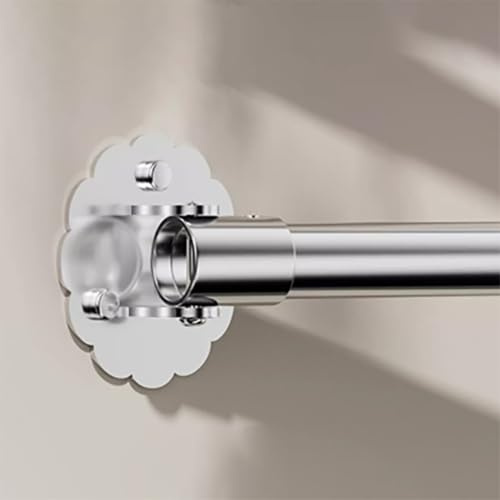 Asta per tenda da doccia regolabile per pareti angolate, in metallo, con 2 flange, foratura necessaria per lavanderia/camper, argento 100, 155 cm