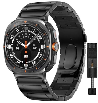 Länkarmband i rostfritt stål, kompatibelt med Galaxy Watch Ultra 47 mm, utan mellanrum(Black and tool)