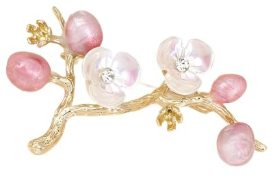 Broche traditionnelle chinoise en forme de fleur de prunier avec strass - Décoration élégante pour écharpes, sacs, manteaux - Broche en alliage et strass