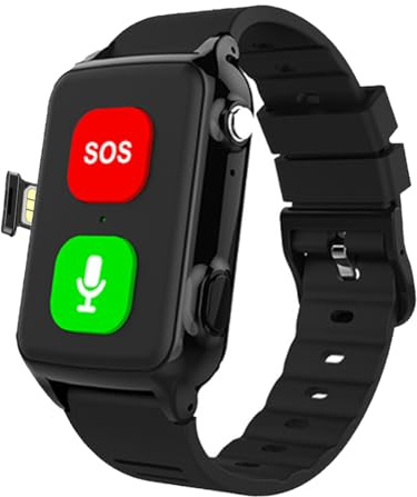 Axrrl Bracelet SOS pour Personnes Âgées, Montre Connectée avec Détection De Chute pour Seniors, Montre GPS De Fitness avec Alertes De Chute pour Personnes Âgées,Noir,25.8 * 2cm