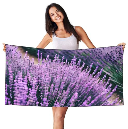 AYYQWE Telo mare con stampa viola lavanda da viaggio, piscina, prendere il sole, per donne, uomini, bambini, accessorio per le vacanze