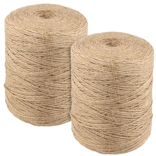 SENJEOK 1000m Jute Rope, 2mm Jute Twine String 3 Ply Brown for DIY Artwork Home Decor Garden (2x500m)