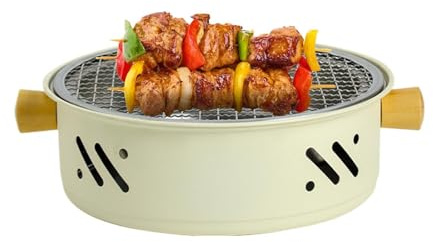Barbecue à charbon portable | Barbecue de table compact, sans fumée, anti-adhésif, parfait pour le camping et la maison, la cuisine intérieure et extérieure, facile à nettoyer, design compact