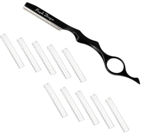 Effiliermesser Und Rasiermesser Mit Wechselklinge, Rasiermesser Friseur Set Mit 10 Klingen, Ergonomisch, Wasserdicht, Für Heimgebrauch Und Salon, Aluminium Und Edelstahl, Präzises Ausdünnen Und Stylen