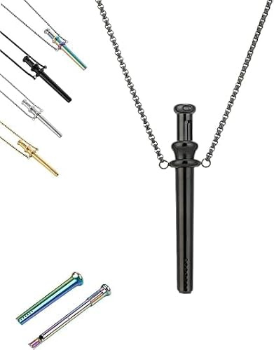 Scoop Necklace,Anxiety Necklace,Stainless Steel Breathing Necklace, Breathing Spoon Pendant Necklaces with Tea Spoon for Tea, Spices and Daily Use,Calming Necklace Anxiety Relief Items (Black)