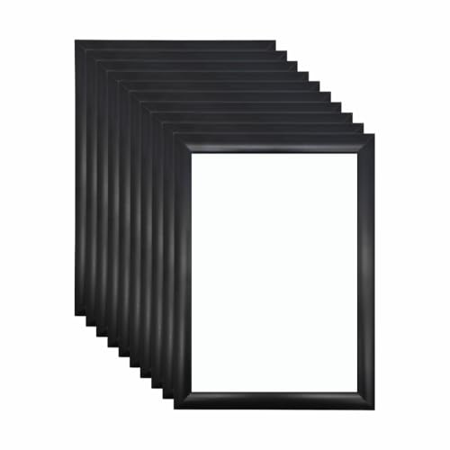 My Shopfittings® 10 Pack Black A4 Clip Frame Snap Poster Display Frames – Wall Mount Front-Opening Picture Holder, 25 mm Anodised Aluminium