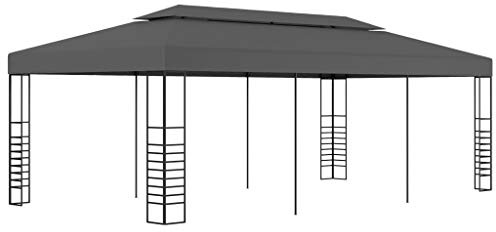 Gazebo da giardino, 3 x 6 m, colore antracite, con robusto telaio in acciaio e tetto di protezione dai raggi UV, per eventi, feste, barbecue, protezione all'aperto