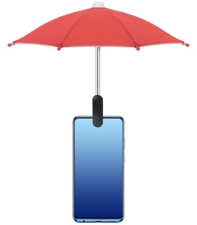 sourcing map Phone Umbrella - Adjustable Cell Phone Umbrella Sun Shade with Stable Clip Universal Mini Cellphone Shade Cover for Beach/Pool/Outdoor, Red