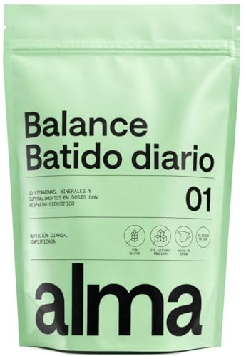 ALMA® Batido Diario Espirulina Premium 300g Super Greens | Complemento Alimenticio con Ashwagandha, Adaptógenos, Prebióticos y Vitaminas