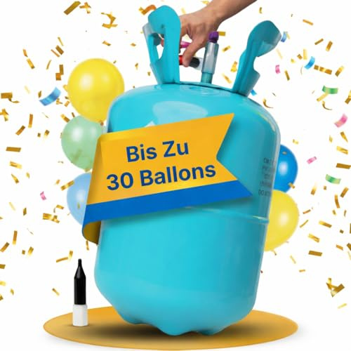 Ballongas [für 30 Luftballons]– Helium Balloon Gas für bis zu [30 Luftballons] – Ballongas - Helium Gasflasche klein inkl. STAHLMANN ® Informationsblatt