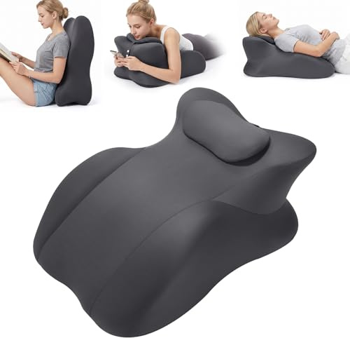 OKYUK Coussin en Mousse à Mémoire de Forme pour Dormir et Lire, Coussin de Lit Polyvalent pour Soutien Dorsal et Surélévation des Jambes, Coussins de Couple avec Housse Amovible et Lavable (Gris)
