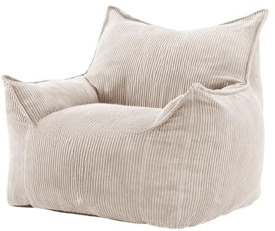 QWWQYDY Funda para Silla De Puf Funda de Pana for puf 【¡Sin Relleno! ¡Debes Comprar el Relleno por Separado!】(1-Seat-Beige)