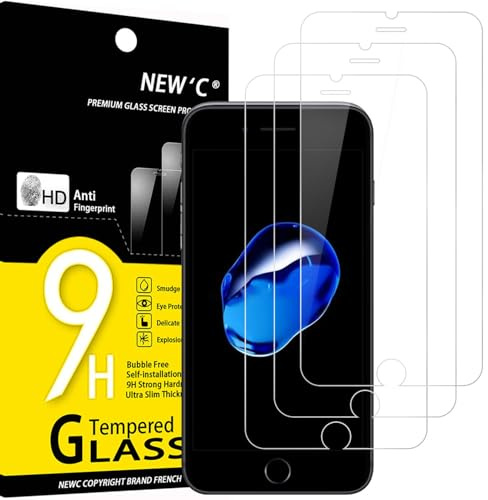 NEW'C 3 Stück für iPhone 7 Plus, iPhone 8 Plus für Panzerglas, Frei von Kratzern, 9H Härte, HD Displayschutzfolie, 0.33mm Ultra-klar, Ultrabeständig