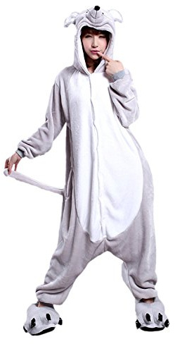 Lazutom Adulte Unisexe Animal Costume Cosplay Combinaison Pyjama Nuit Vêtements Soirée de Déguisement (Mouse, M)