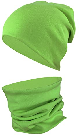 TupTam Mütze und Schal Kinder Set – Weiches Schal Mütze Set Kinder für Herbst und Winter, Farbe: Lindgrün, Größe: 44-52