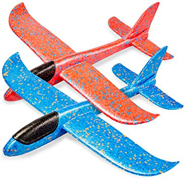 Flanacom Premium Styroporflieger XXL 43 cm - 2er Set - Robustes Flugzeug zum Werfen - Glider - Segelflugzeug - Modellflugzeug - Flieger zum Spielen - Spielzeug für Kinder
