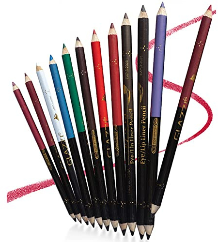 12 Colores Larga Duracion Delineador de ojos Delineador de Labios Lápiz de Cejas Cosméticos de Belleza Maquillaje de Impermeables al Agua