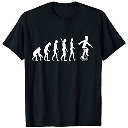 Einrad Fahrer Evolution Entwicklung Fahren Zirkus Artisten T-Shirt