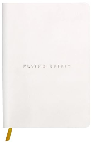 Clairefontaine 104943C Heft Flying Spirit, Cover aus Leder, 14,8 x 21cm, Fadenbindung, Lesezeichen, 90 Blatt, 90g, dot, 1 Stück, Weiß