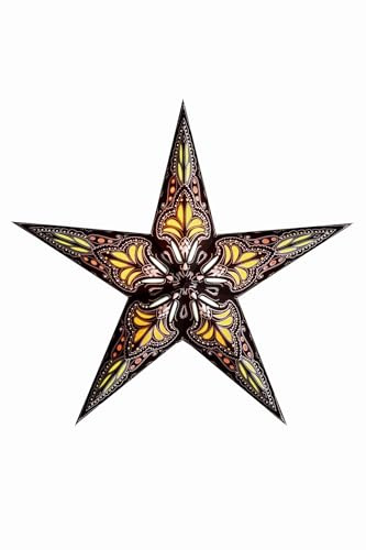 mitienda mit Liebe gemacht Papierstern Marrakesh schwarz/türkis zum Beleuchten und Aufhängen, Weihnachtsstern