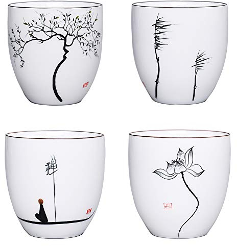 ACYOUNG Lot de 4 tasses à thé en céramique chinoise faite à la main 150 ml