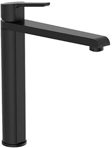 Schütte 33858 VITA Spültischarmatur mit hohem Auslauf, 360 Grad schwenkbarer Wasserhahn für die Küche, Küchenarmatur mit extra langen Schläuchen für das Spülbecken, Schwarz